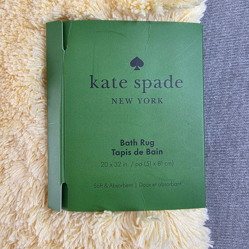 NWT Kate Spade Bath Rug 20x32 Yellow Shaggy Plush Anti-Skid‎ Mat